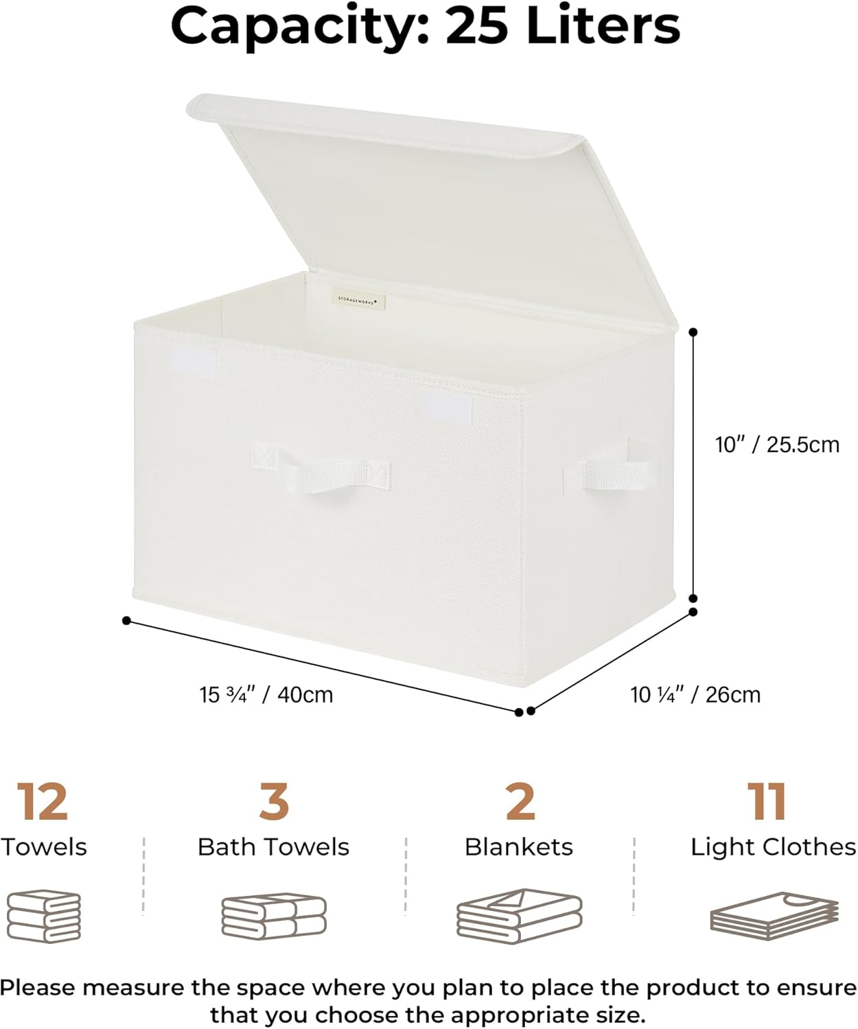 GRANNY SAYS Storage Bins with Lids, Fabric Storage Boxes, Closet Organizers and Storage, Ivory White, 2-Pack
