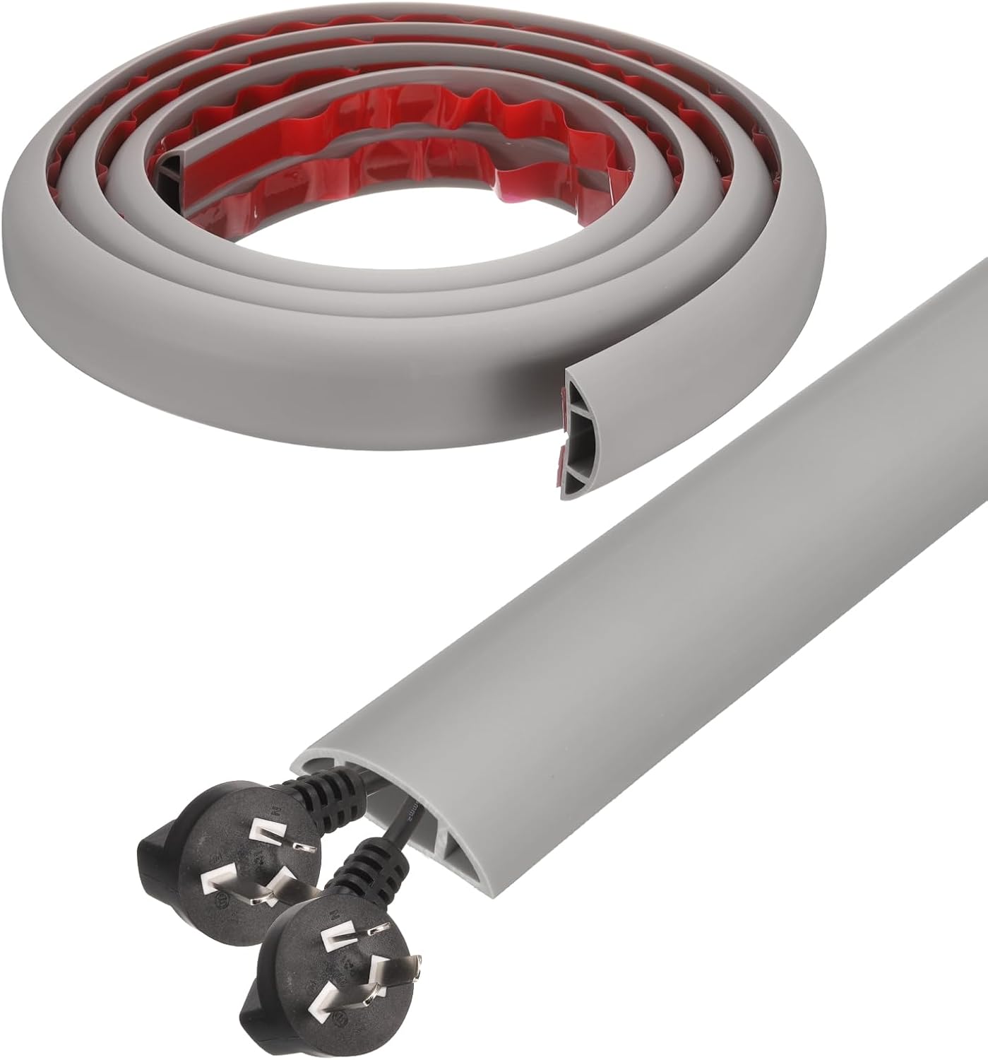 HARFINGTON 6ft Cord Cover Floor W0.6 x H0.33 Inner Channel PVC Hide Extension Cable Floor Wire Hider Wire Covers Protector for Prevent Cable Trips Cables Management, Grey