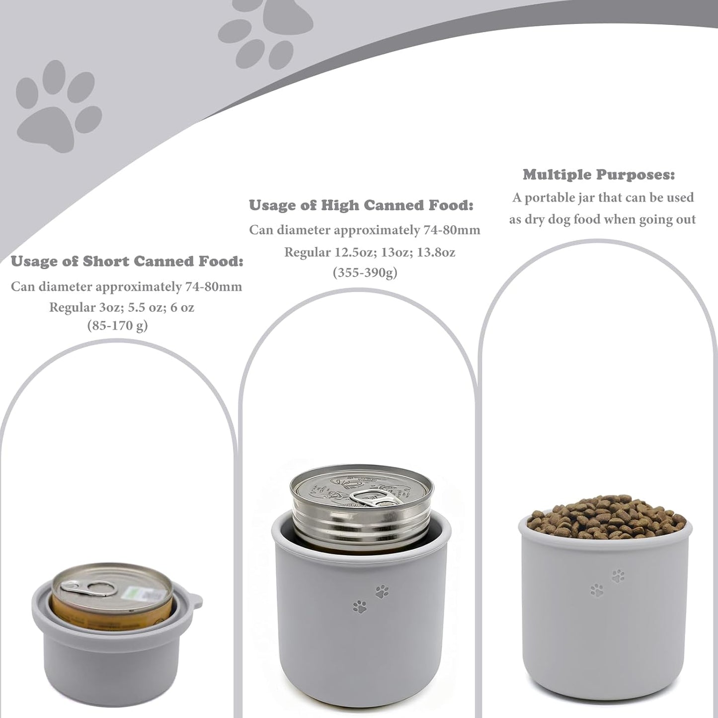 Original Canned Dog Food Storage Container | Silicone Can Cover Pet Food Sealer | BPA Free, Airtight, Dishwasher & Freezer Safe (2 Pcs Grey)