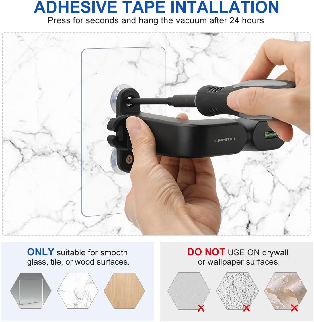 LANMU Upgraded Wall Mount Holder with Cable Clip Compatible with Shark IX141 IZ462H IZ682H IZ377H IZ376H Pet Cordless Stick Vacuum, Handheld Vac CH951 CH950