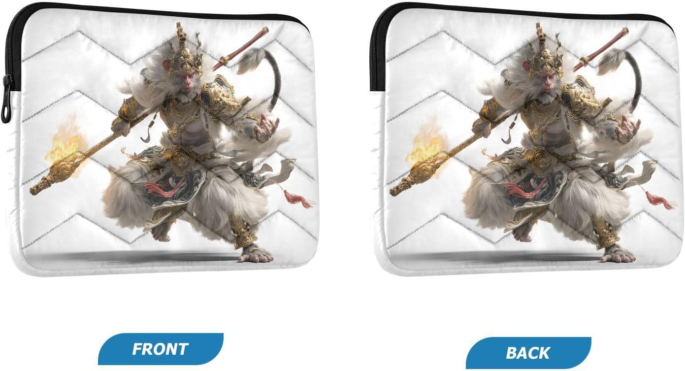 Quilted Laptop Sleeve Case,Slim Portable White Computer Protective Cover,Wukong(15'' - 16'')