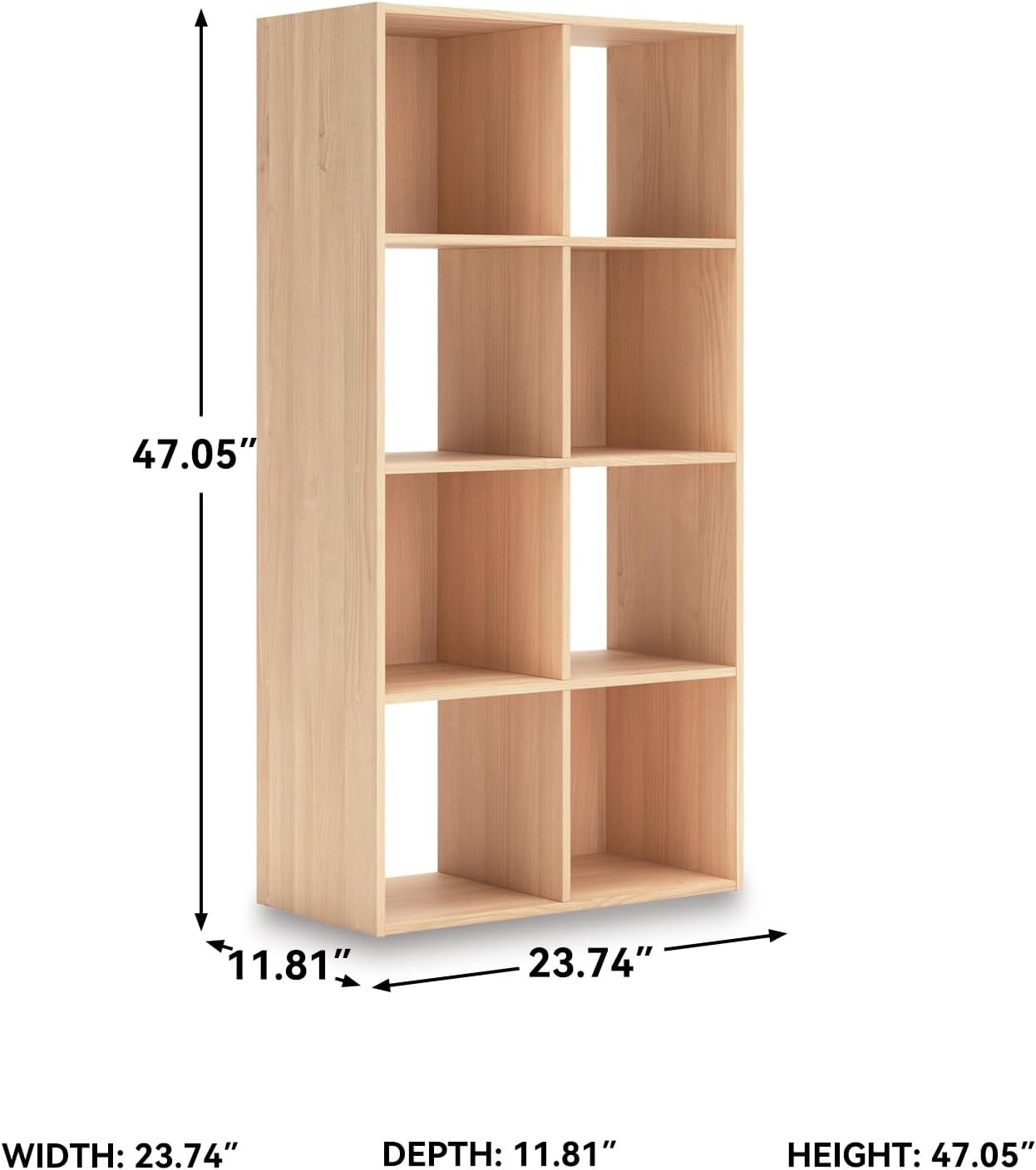 Signature Design by Ashley Piperton Contemporary 4-Tier Floor Standing 8 Cube Organizer, Wood, Works with 10.5" W x 10.5" D x 11" H Storage Bin (Sold Separately), Light Brown