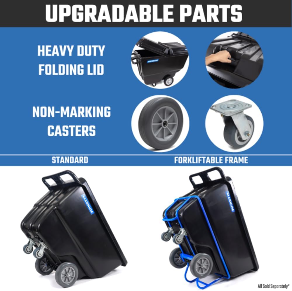 Tilt Truck, 1/2 Cu. Yd. Capacity Dump Cart with Heavy Duty 12” Wheels & 5” Casters & Forklift-able Frame for Jobsites, 850 lbs, Trash Cart with Wheels DUC12T-F-02PK (2-Pack)
