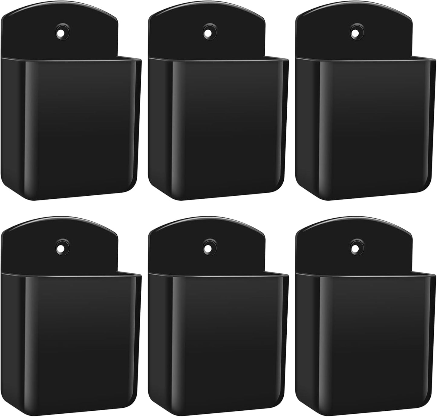 6 PCS Remote Control Holders Wall Mount, Self Adhesive TV Air Conditioner Remote Control Holder, Wall Mount Storage Box Organizer Wall Pen Holder Storage for Home Office School (Black)