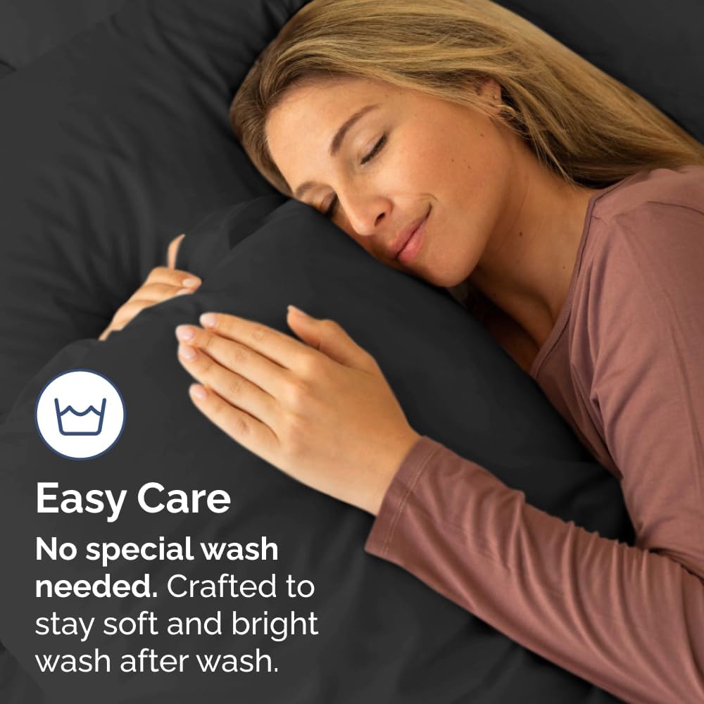 King Pillow Cases - 2 Pack - Super Soft Pillowcase Covers - Envelope Enclosure - Hotel Quality Pillow Protectors - Wrinkle Free, Fade, Shrink & Stain Resistant - Machine Washable - 20" x 40" (Black)