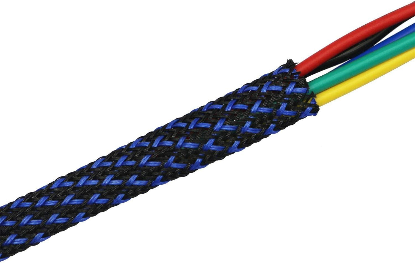 30ft PET Expandable Sleeving Wire Cable Sleeve (1/2", Blue&Black)
