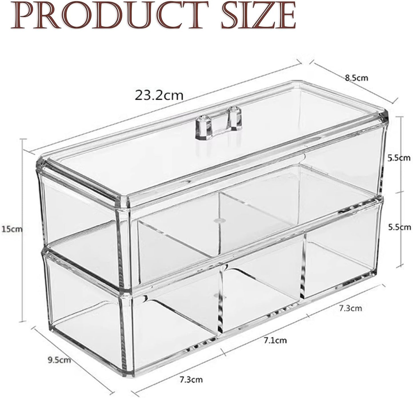 Hair Accessories Organizer for Girls - 2-Pack Clear Acrylic Stackable Drawers with Lids, Bathroom Vanity Storage for Clips, Scrunchies, Bobby Pins, Kids’ Bedroom & Dorm Organizer