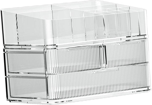 Fenteer Makeup Organizer Drawer Organizer Clear Large Capacity Cosmetic Display Case for Lipstick Cabinets
