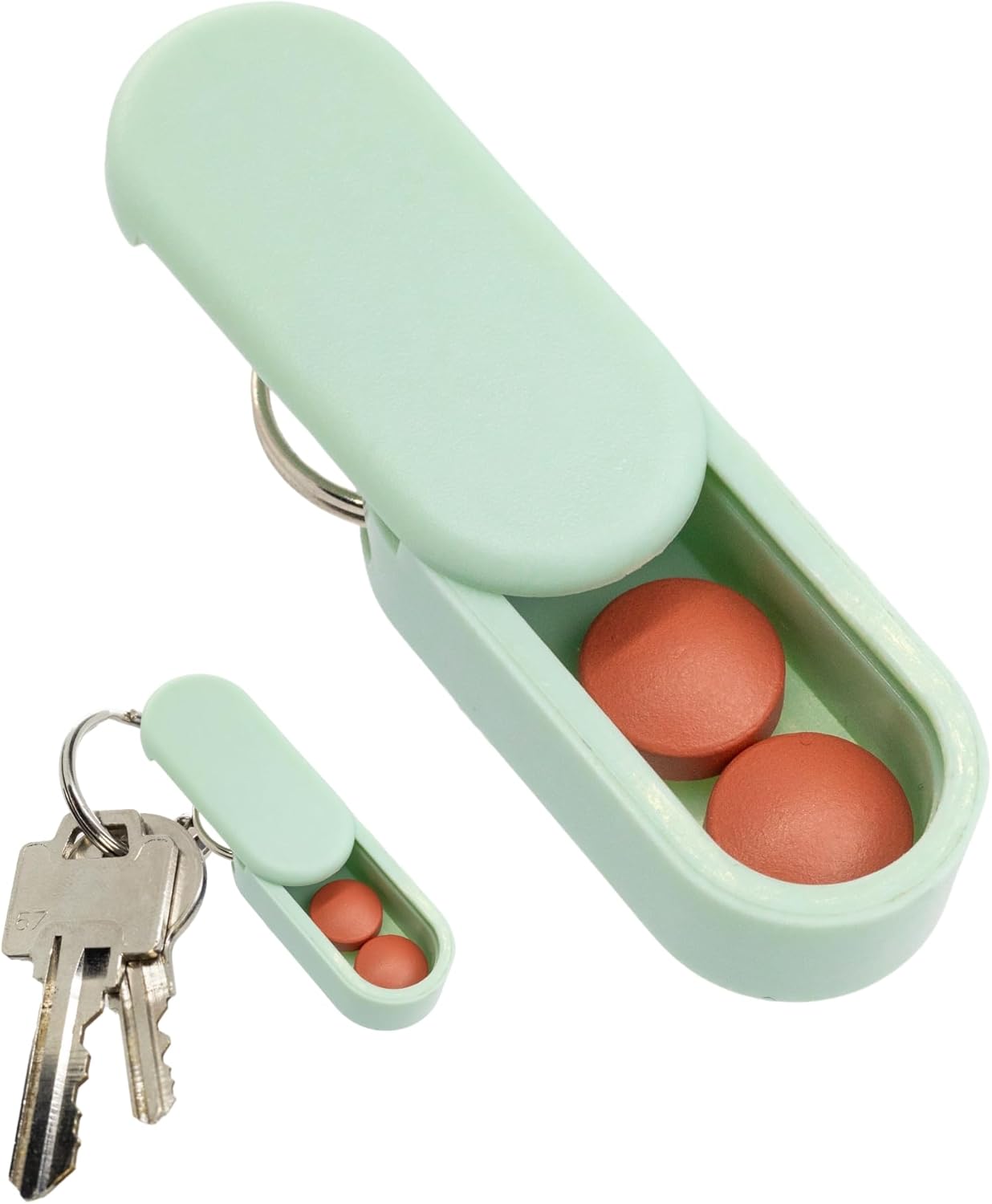 Keychain Pill Holder Single Pack – Lightweight Magnetic Pill Organizer for Daily Medication Storage, Portable Micro Pill Case for Travel, Durable and Discreet (Mint)