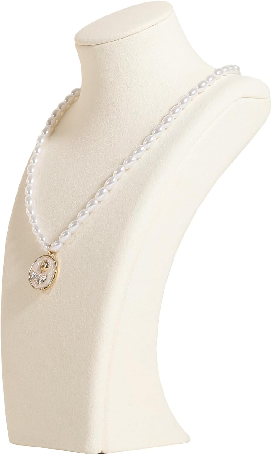 GemeShou Beige necklace storage organizer for sale, Velvet necklace holder stand, jewelry bust display stands, Jewelry Mannequin for Countertop, Showcase【Beige-Small height 7.68 inch】