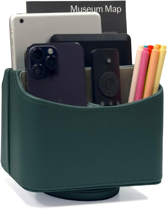 UnionBasic Rotating Desk Organizer, 360 Degree Desk Spinning Caddy, Desktop TV Guide/Mail/Media/Remote Controller Holder Organizer, Lychee Dark Ivy