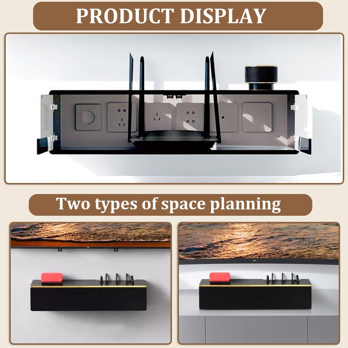 Wall Mounted WiFi Router Hidden Box Storage Cabinet, Router Shelf WiFi Box Hider with Glass Door, Great Heat Dissipation, for Bedroom Living Room, Office and Home(White,100CM/39.3IN)