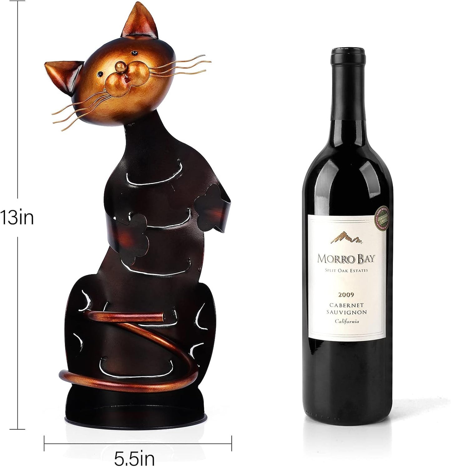 Cat Decor Wine Holder Wine Rack Wine Bottle Holder Wine Cat, Gift for Halloween and Christmas,Cat Gifts for Cat Lovers………… (Dark Brown)