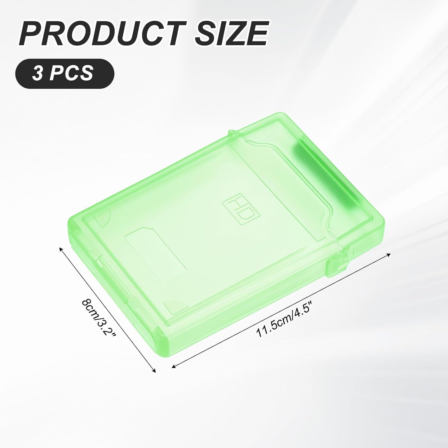 PATIKIL 4.5" x 3.2" Hard Drive Disk Case, 3Pcs Plastic Hard Disk Storage Box Portable Anti-Static Case for 2.5" External SSD HDD, Green
