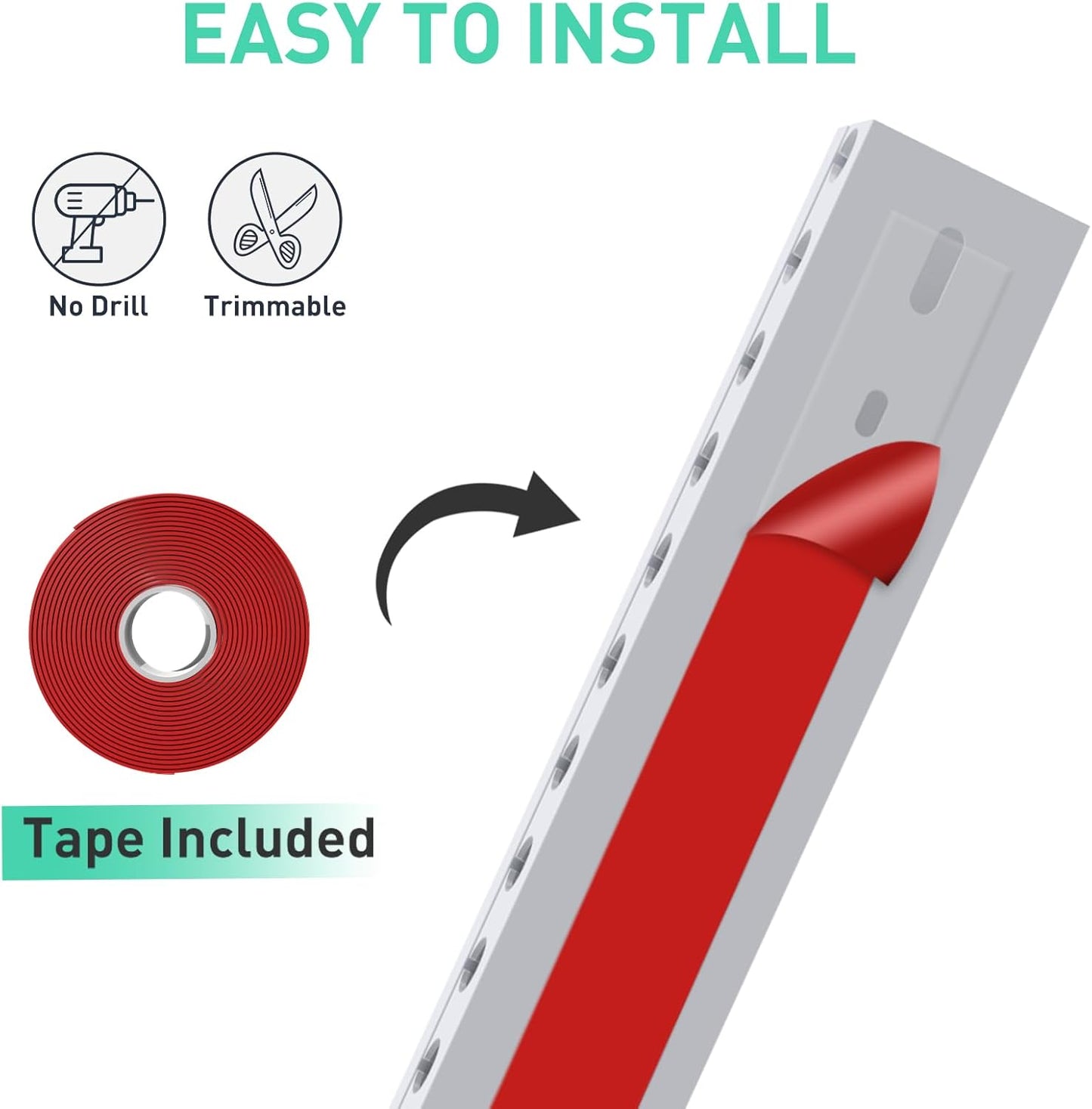 Updated White Cable Raceway Kit, 77 (5x15.5) inch Open Slot Wire Covers for Cords, Cable Management System to Hide Under Desk/TV/Computer/Net/Power Cords(Pack 5)