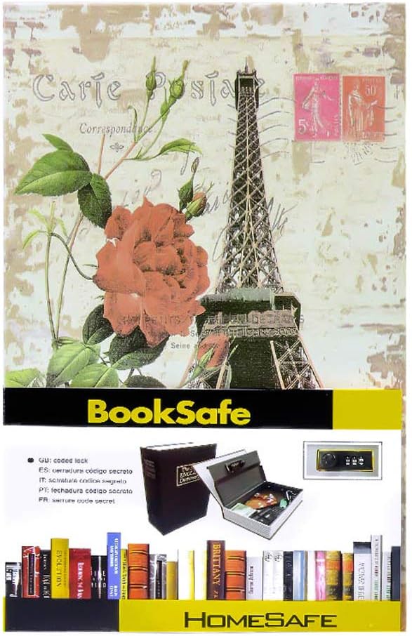 Diversion Book Safe Storage Box (9.5"×6"×2.2"), Dictionary Secret Safe Can with Security Combination Lock, Diversion Book Hidden Safe (Paris-Code)