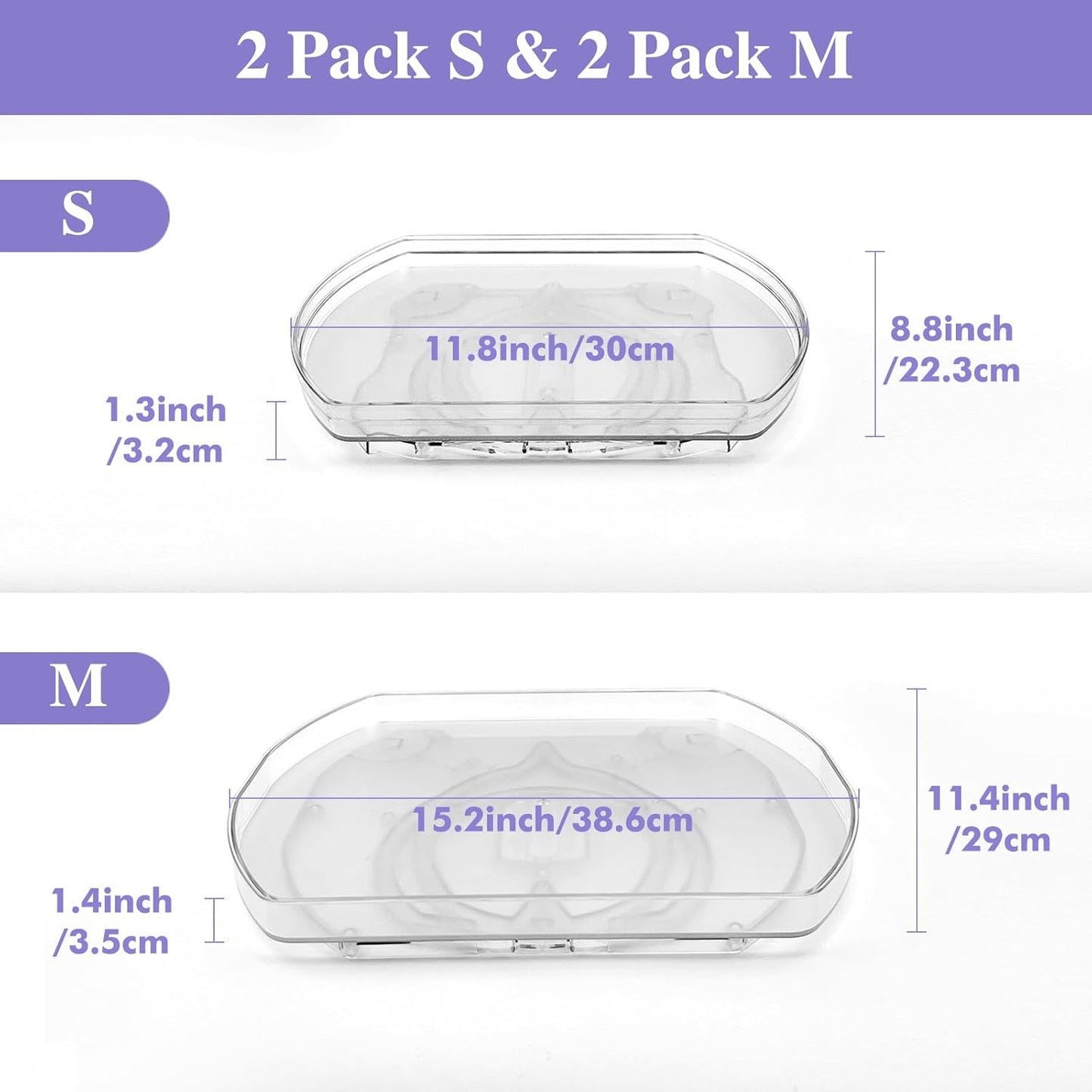 360° Rotating Lazy Susan Turntable - Multifunctional Rectangular Organizer 15.1" x 11.4" for Refrigerator, Cabinet, Pantry, and Kitchen Countertop (4 Pack)