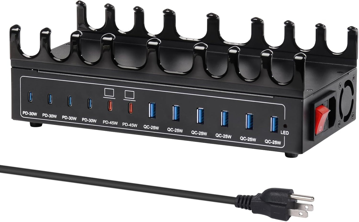 360W Charging Station for Multiple Devices, 12-Port USB C Charging Station with Dual 45W PD PPS Port, Multi Device Fast Charger Dock for MacBook Pro Laptop, iPhone, iPad, Tablet, Android Cell Phone