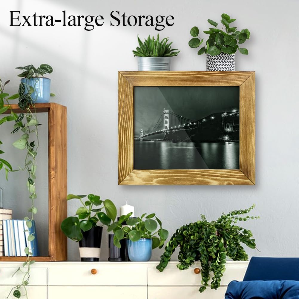 Hidden Gun Storage - Gun Safe Pistol Storage, 11"x14" Matted to 8"x10" Concealment Furniture Secret Decor Solid Wooden Handgun Picture Frames Box