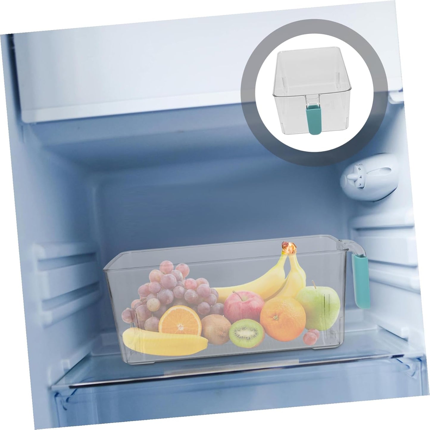 NUOBESTY Large Capacity Fruit and Vegetable Fresh Storage Container for Fridge Clear Pet Material Organizer Bin with Handle Design Space-saving Produce Saver Box for Refrigerator