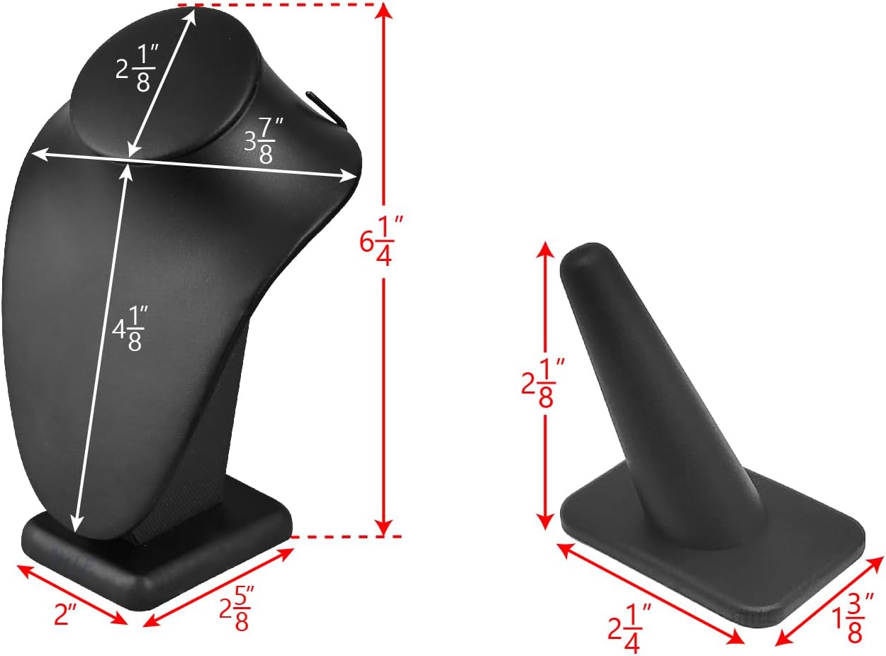 MOOCA Jewelry Display Set, Necklace Display Bust, Earring Organizer, Ring Holder Stand for Showcase and Store, Premium Fabric