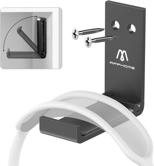 Headphone Stand Hanger Foldable Wall Hooks, Save Space Durable Aluminum Headset Stand Holder for Universal Gaming Headset, Strong Adhesive, Black