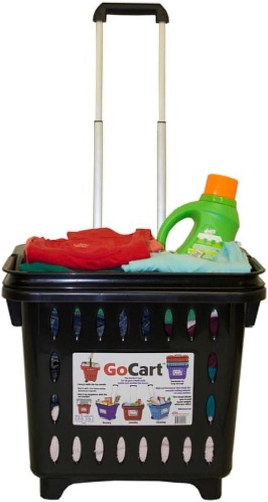 dbest products GoCart, Black Grocery Cart Shopping Laundry Basket on Wheels