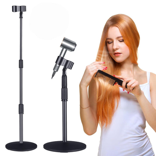 Hands Free Hair Dryer Upgraded Blower Holder with Larger Clamp, 18.8-59in Height Adjustable Blow Dryer Floor Countertop Stand Holder with Heavy Base