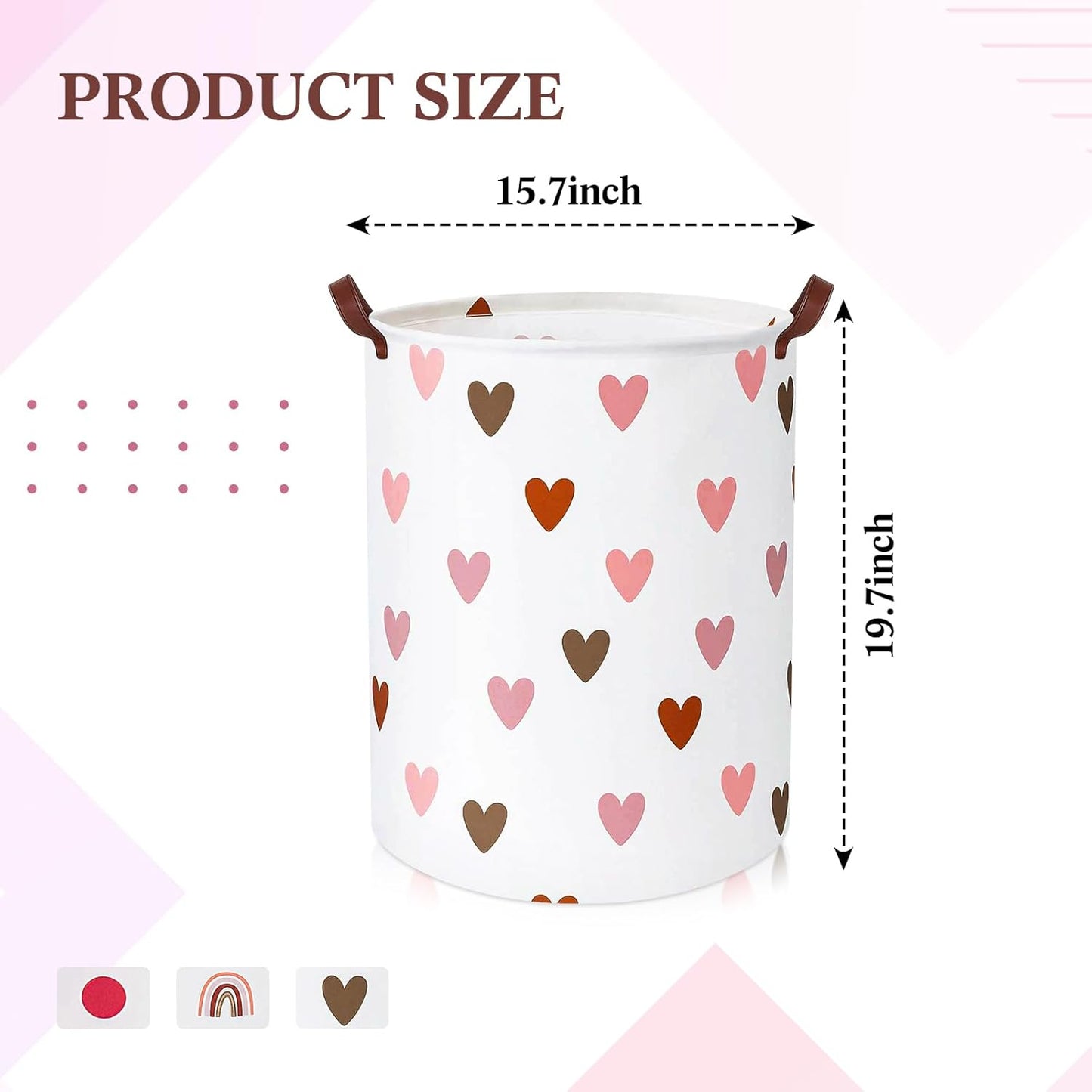 Patelai 3 Pieces Large Laundry Hamper Round Collapsible Organizer Storage Bin Waterproof Foldable Dirty Clothes Laundry Basket for Home Bathroom(Rainbow)