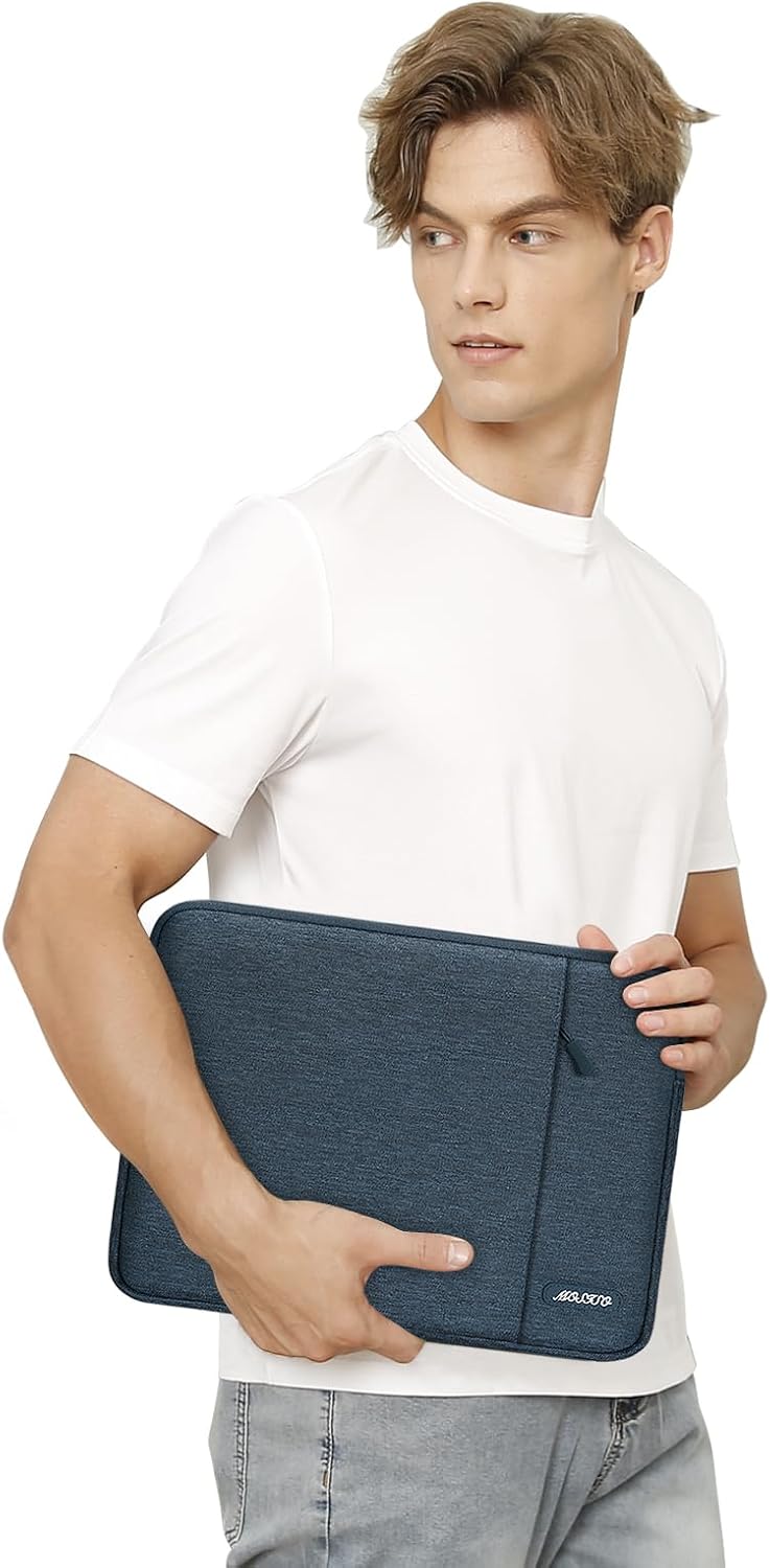 MOSISO Laptop Case 16 inch, 15-15.6 inch Laptop Sleeve Compatible with MacBook Pro 16 M4 M3 M2 M1, HP Acer Dell Lenovo ASUS Notebook, Polyester Vertical Computer Sleeve Bag with Pocket, Haze Blue