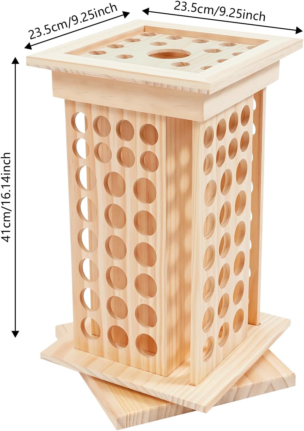 125-Slot Wooden Essential Oil Display Rack, Rotating 360° Organizer for 0.5oz/0.17oz Bottles, Lipsticks, Nail Polish, Vertical Space-Saving Countertop Holder for Home, Spa, Salon, 9.25*16.14in