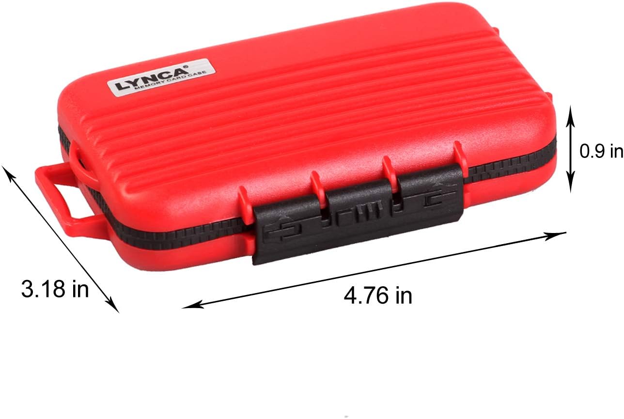 LYNCA 24 Slots Camera Memory Card Case Holder Water-Resistant Anti-Shock SD Card Case Holder Wallet for 8 SD Cards 4 CF Cards 12 Micro SD/TF Cards Storage Box, Compact Memory Cards Wallet (Red)