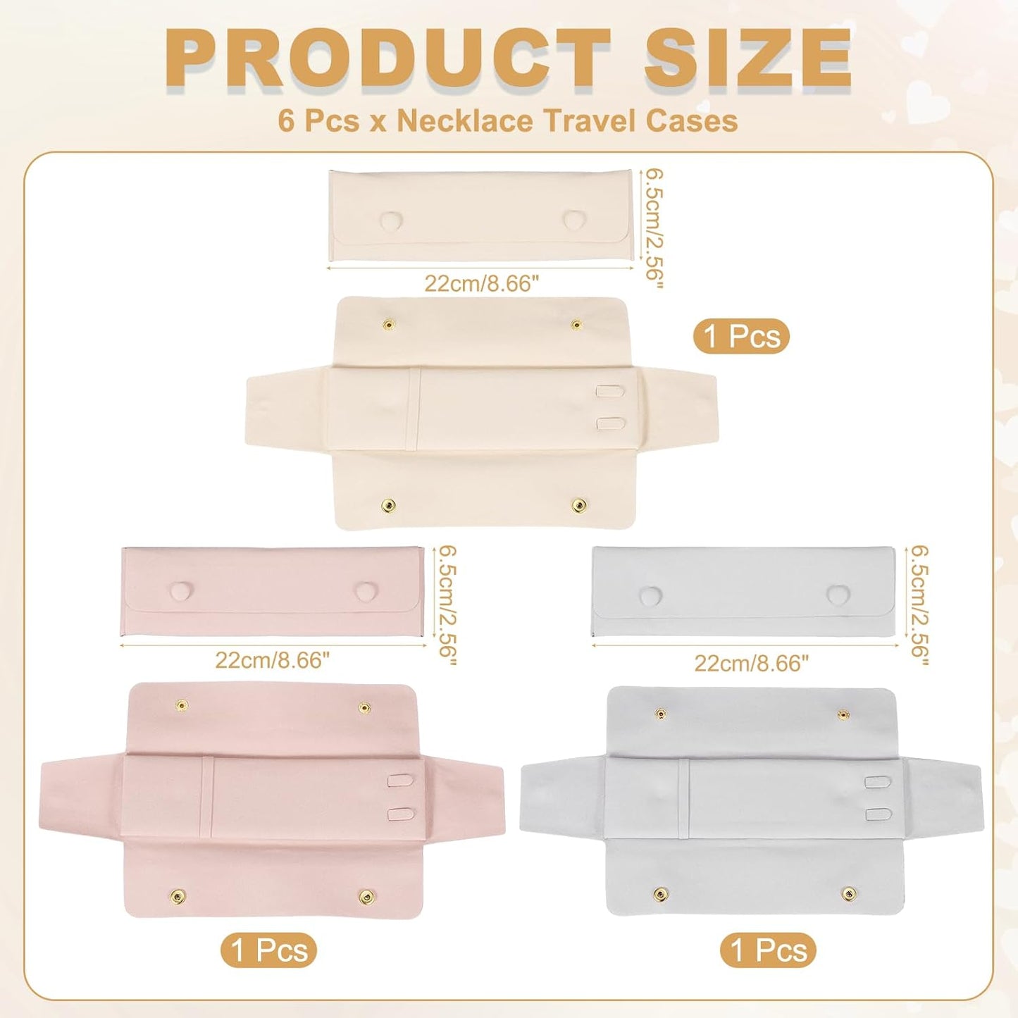 uxcell 3 Pcs Microfiber Necklace Travel Case, Necklace Pouch Storage Bag Microfiber Jewelry Travel Organizer Tangle Free for Women Gift, Pink/Gray/White