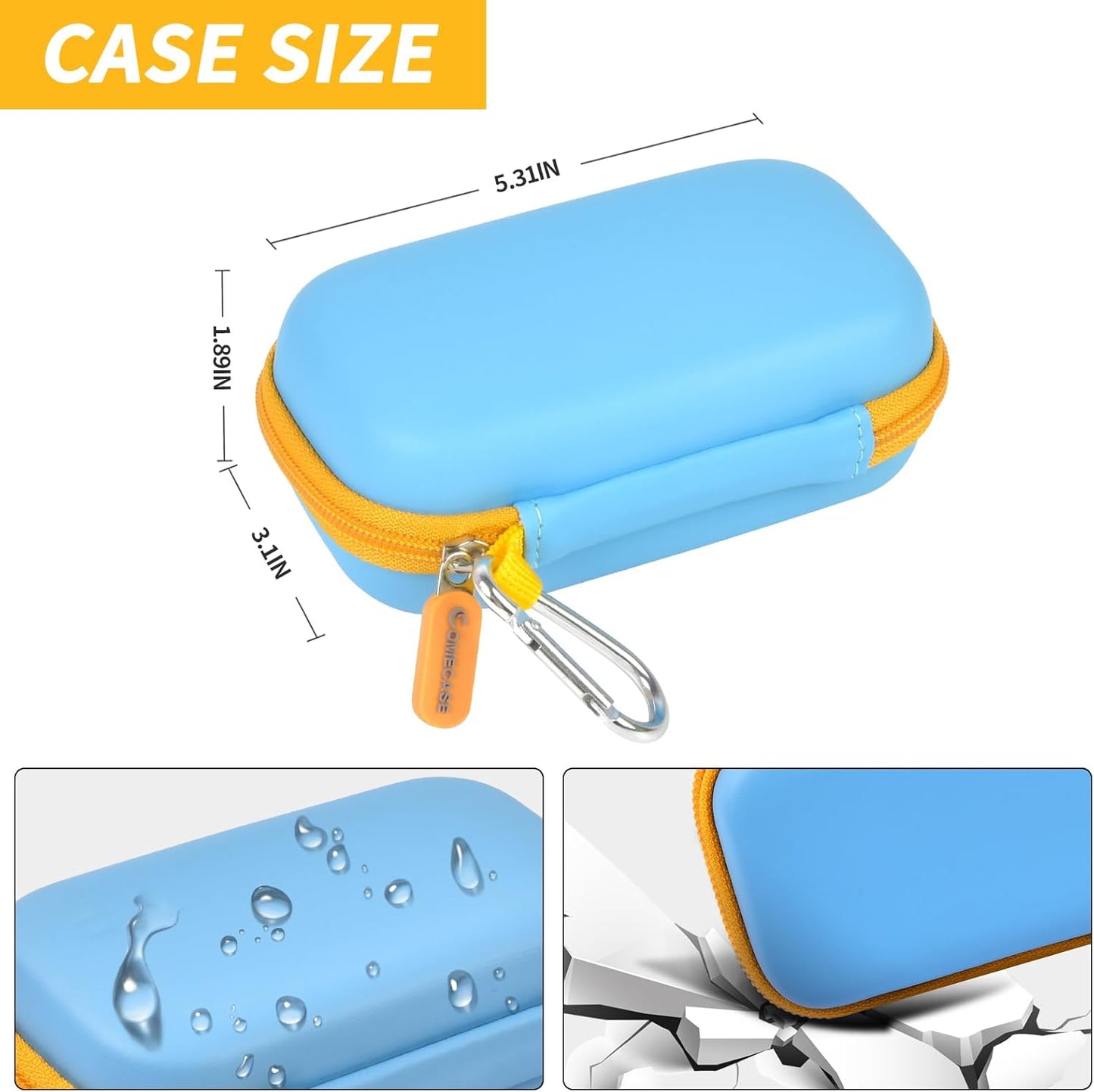 Case Compatible with SanDisk Extreme Pro/for SanDisk Portable SSD 1TB 2TB 4TB 500GB/ for Crucial X9 X10 Pro External Solid State Drive, Travel Storage Bag for 2 SSD and SD Card- Sky Blue (Box Only)