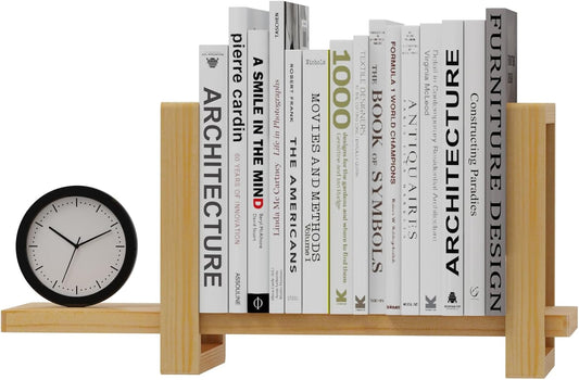 Adjustable Desktop Bookshelf, Retro Tabletop Bookshelf, Desk Shelf for Top of Desk in Living Room, Home, Office, Perfect for Magazine, Books, Cookbooks, No Tools Required to Assemble (Yellow)