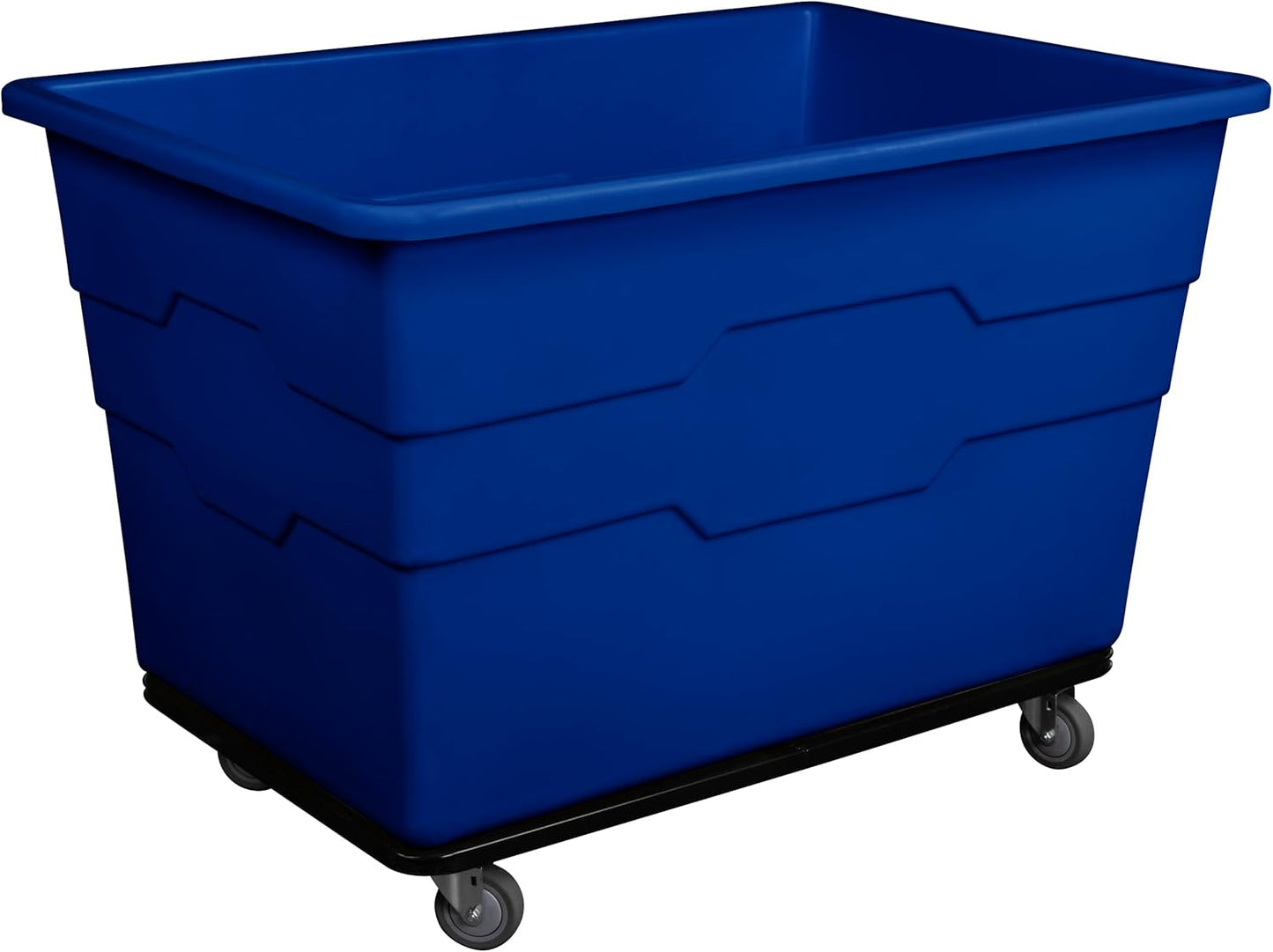 Commercial 20 Bushel Utility Cart with Steel Base, Poly Box Basket Truck, Laundry Cart, and Rolling Trash Bin, 51.5-Inch x 35.5-Inch x 36-Inch, 1000 Pound Weight Capacity, Blue