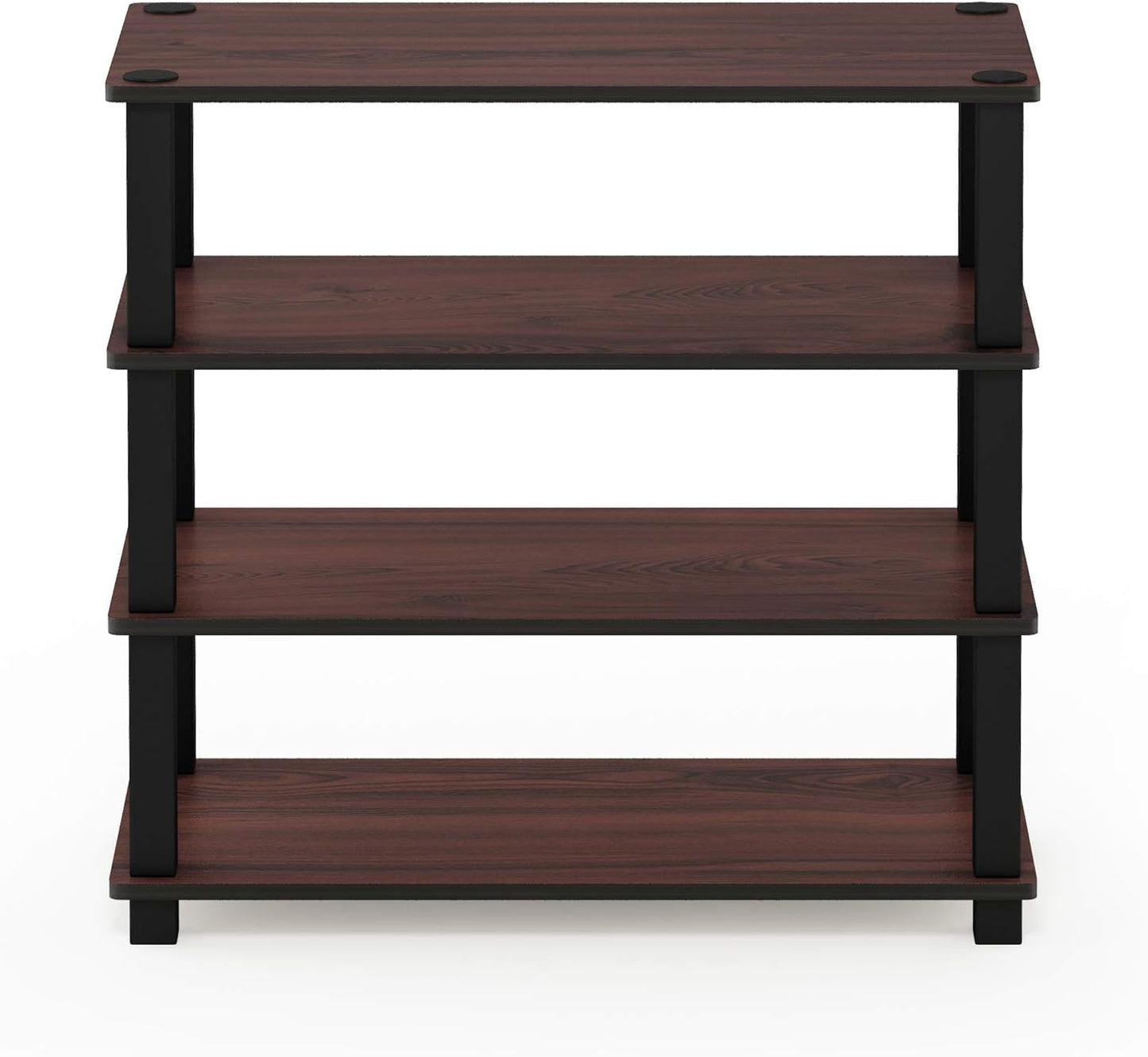Furinno Turn-S-Tube 4-Tier Shoe Rack, Dark Cherry/Black