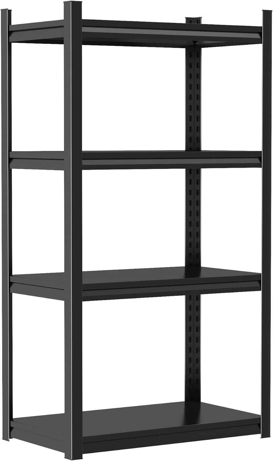 Garage Storage Shelves,4-Tier Metal Shelving Unit, Adjustable, Double-Layer Column with Reinforced Ribs, Heavy-Duty, Capable of Bearing 2400 lbs (45''W*18''D*63''H)