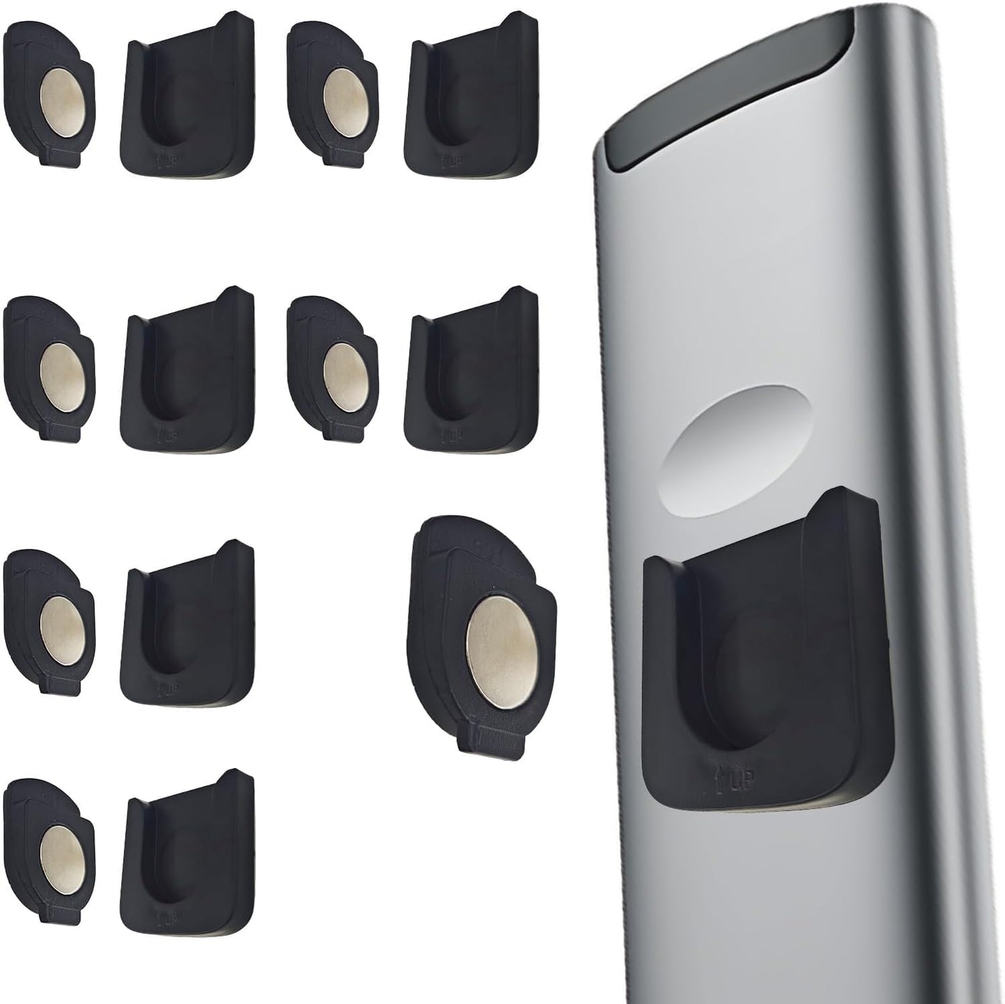 Magnetic Remote Control Holder Wall-Mounted Remote Holder Adhesive Strips Easy Installation for TV, Fan, and AC Remotes to Organize Home & Office (6 Pack)