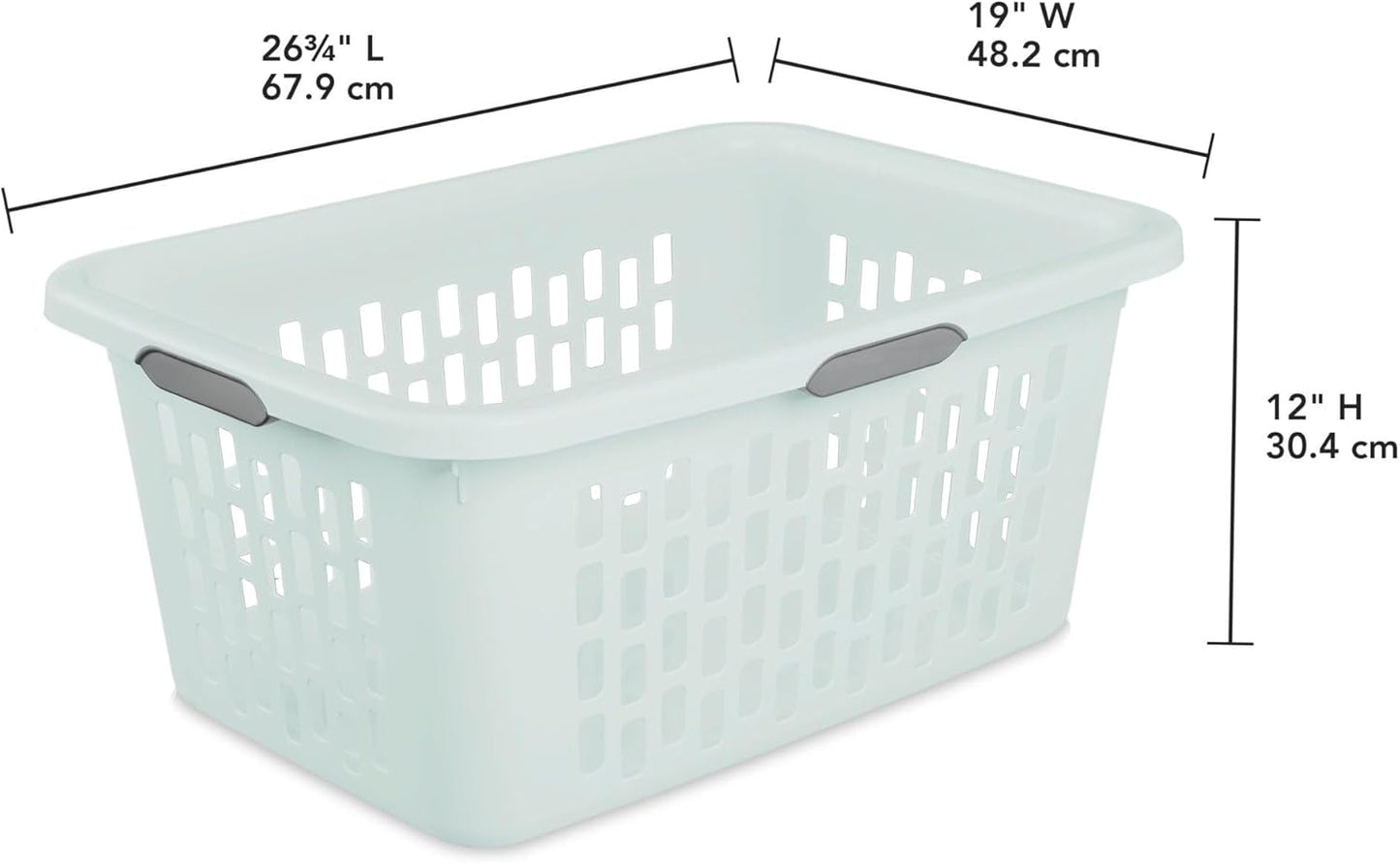 Sterilite Laundry Basket, Plastic Clothes Hamper, Large Rectangle Bin with Comfort Grip Handles and Reinforced Rim, 2 Bushel Capacity, Mint, 18 Pack