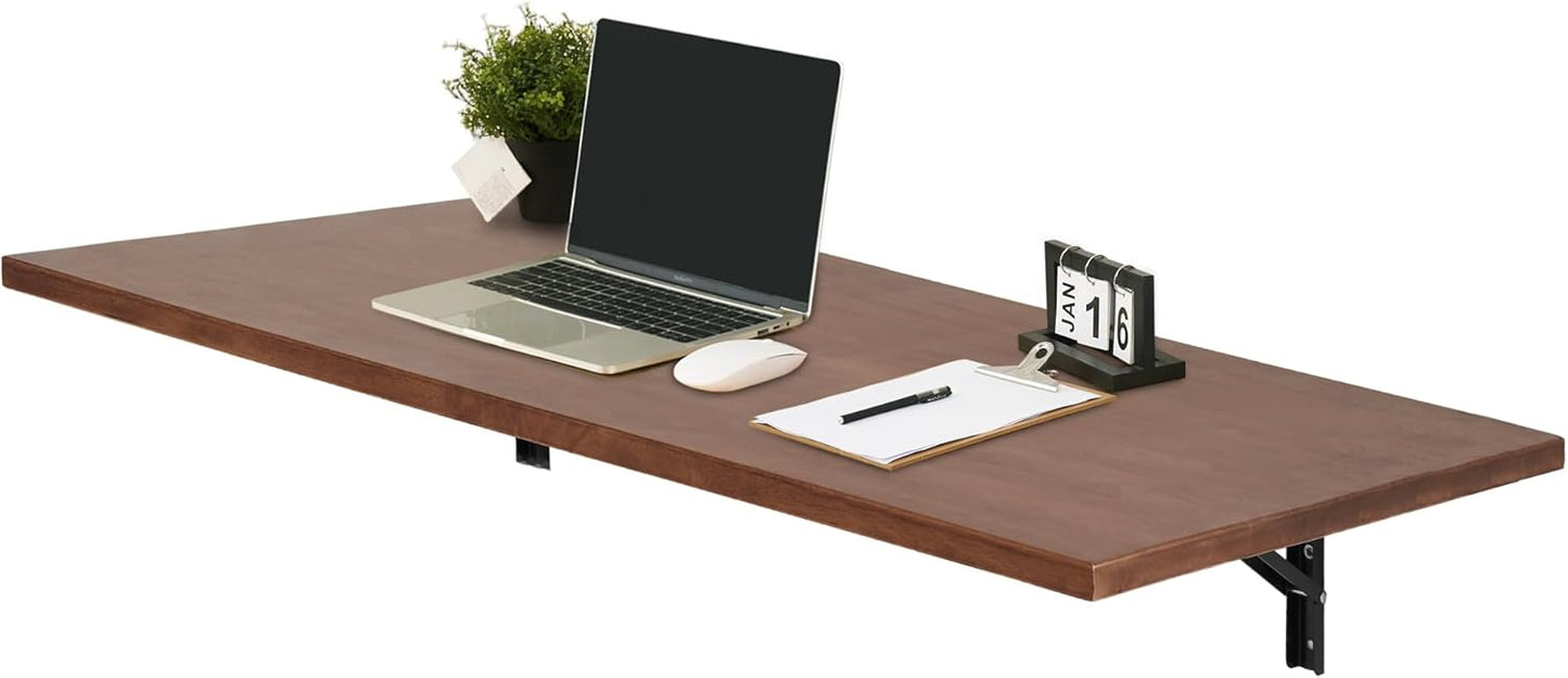 MCombo Wall Mounted Workbench with Solid Wooden Tabletop for Garage, Laundry, Folding Worktable for Home, Office, Washroom AD90