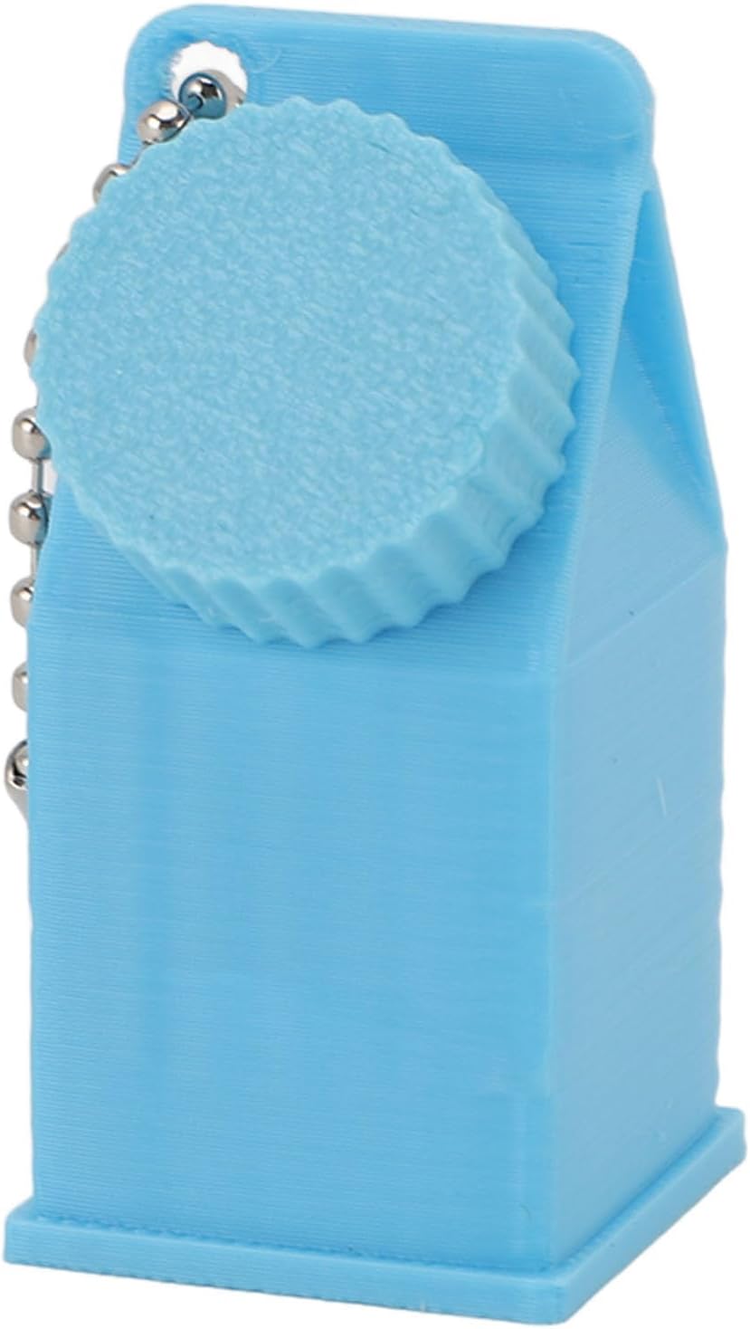 TOPINCN Milk Carton Box Keychain,Tolerant Holder Milk Carton Keychain Holder Mini Lactose Intolerance Pills Case Keychain Container (Blue)
