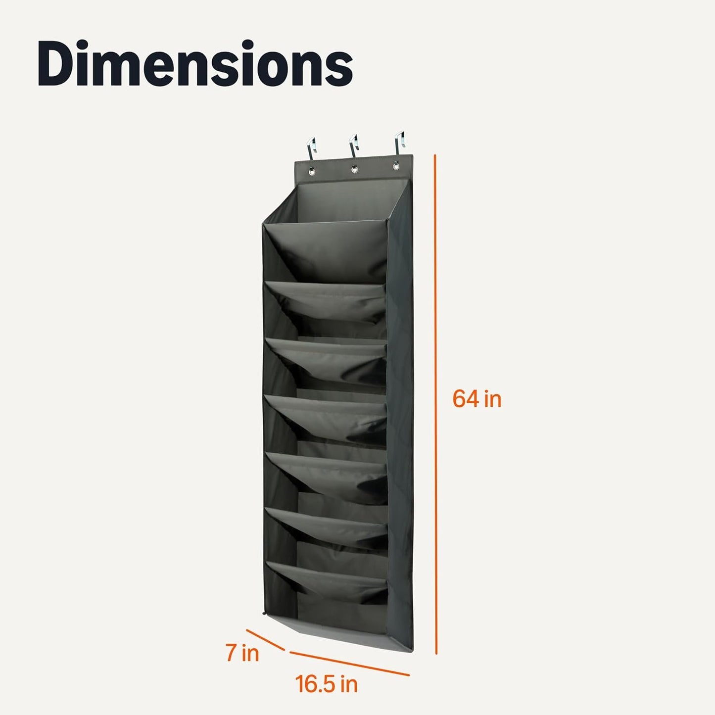 Amazon Basics 8 Tier Over the Door Shoe Organizer, Large, Dark Grey