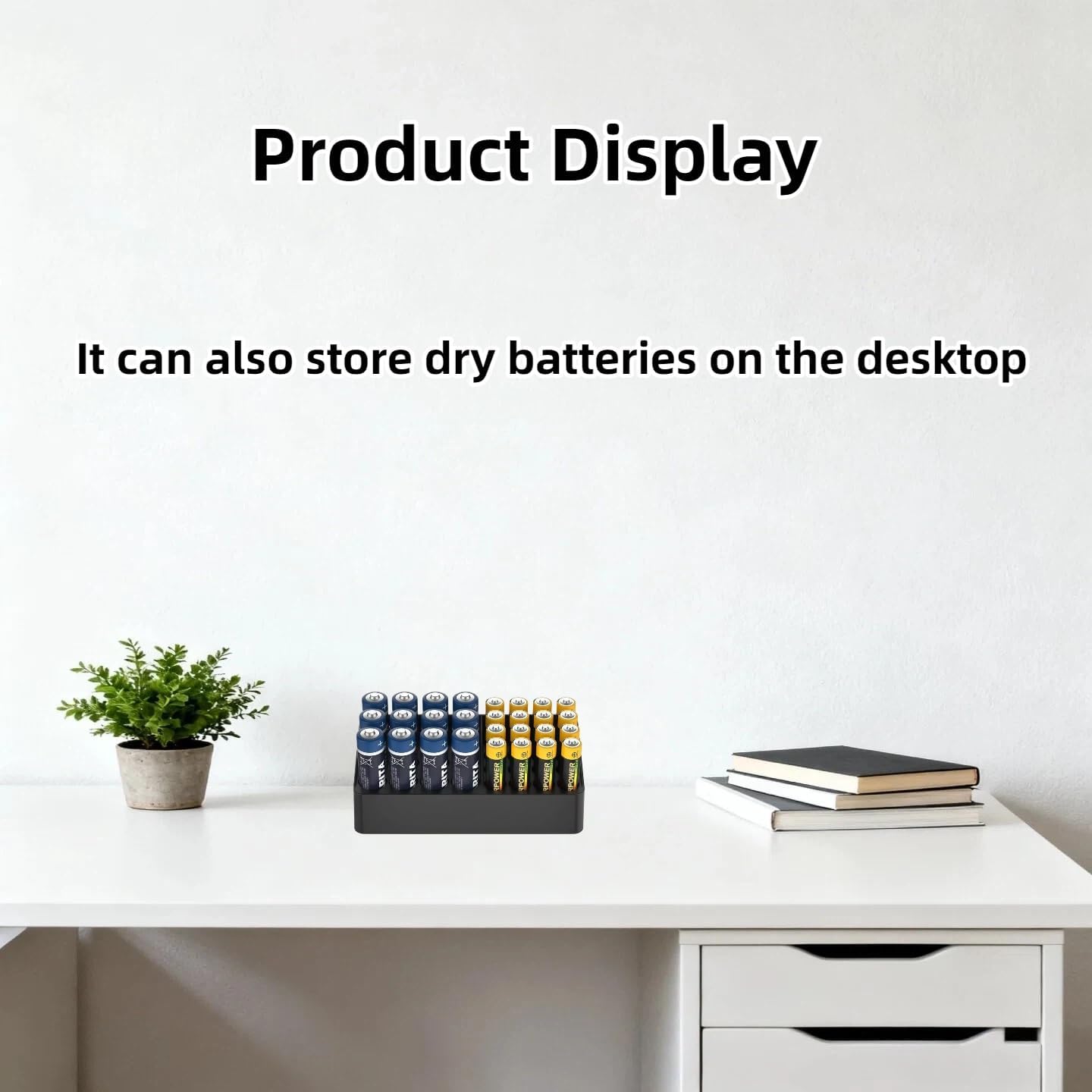 Wall Mounted Battery Storage Manager,Battery Storage Rack Suitable for 16 AAA and 12 AA Batteries, Wall Mounted on cabinets, Drawers, Walls (Storage Rack Does not Include Batteries) (Black)