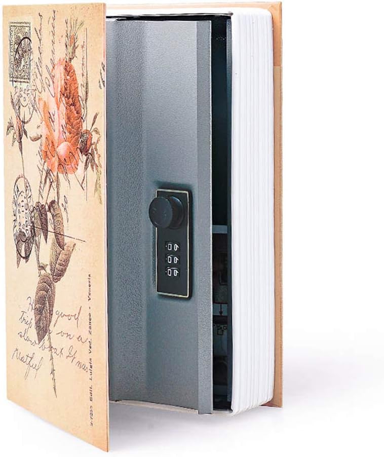 Diversion Book Safe Storage Box (9.5"×6"×2.2"), Dictionary Secret Safe Can with Security Combination Lock, Diversion Book Hidden Safe (Rose-Code)