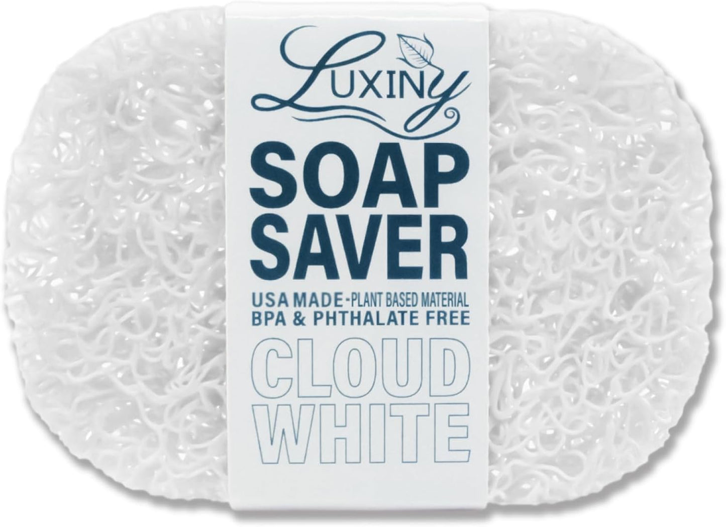 Soap Savers for Bar Soap, American Made by Luxiny, Lifts Soap in Soap Dishes & Shower Soap Holders -Handmade Soap Lasts Longer -Made from Plant Based Materials (Cloud White)