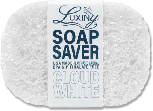 Soap Savers for Bar Soap, American Made by Luxiny, Lifts Soap in Soap Dishes & Shower Soap Holders -Handmade Soap Lasts Longer -Made from Plant Based Materials (Cloud White)