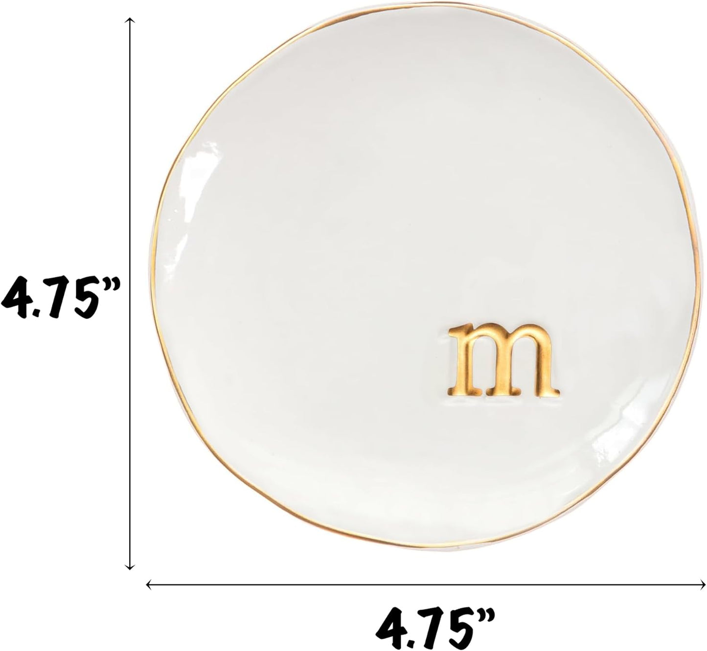 COLLECTIVE HOME - Ceramic Jewelry Tray, Decorative Trinket Dish for Rings Earrings Necklaces Bracelet Watch Keys, Birthday Mother's Day Christmas Gift for Women, 4.75", Glossy (m)