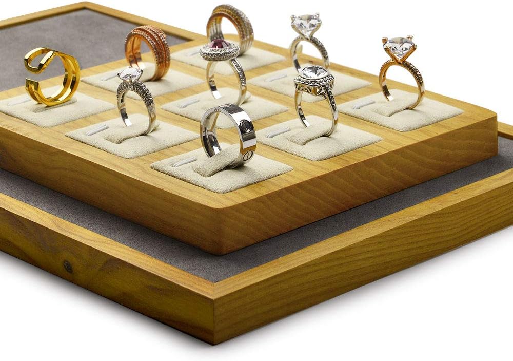 Jewelry Tray Solid Wood Display Stand Ring Storage Jewelry Ring Display Props Tray