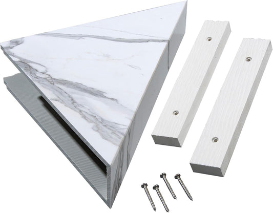 Palisade Vinyl Waterproof Corner Shower Shelf in Carrara Marble/Urban Glacier